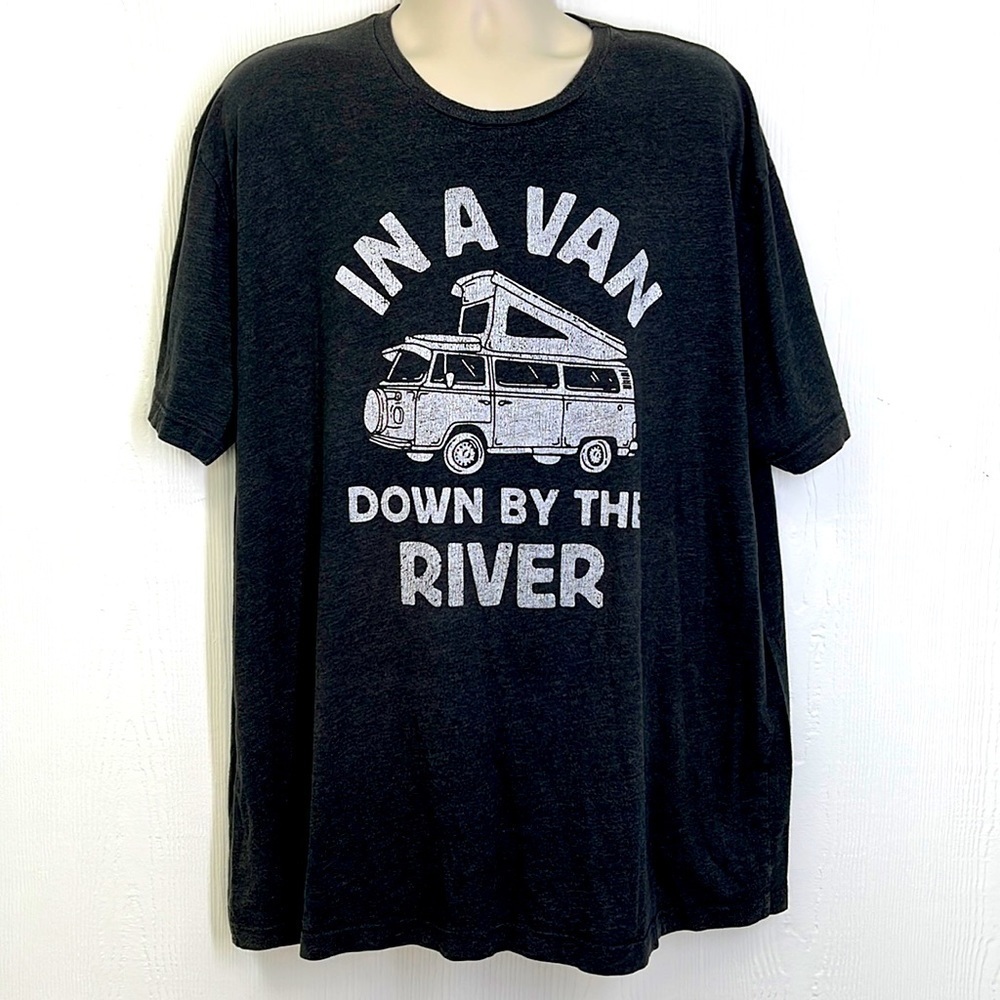 Live And Tell - In A Van Down By The River Graphic Grey Short Sleeve T  XXXL